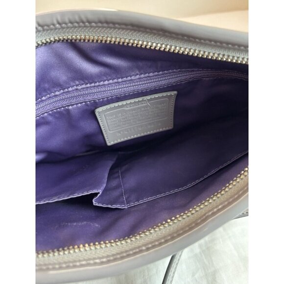 Coach Grey Liquid Gloss Poppy Handbag Quilted Convertible - Picture 9 of 10